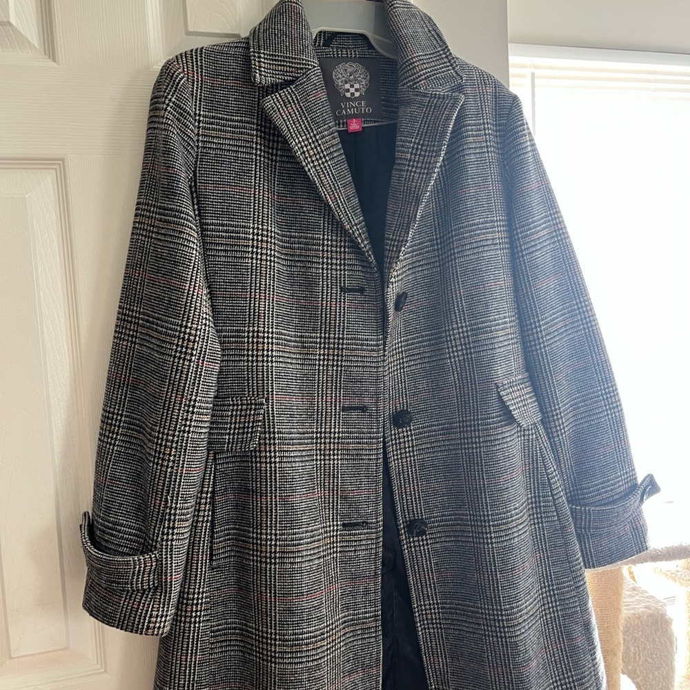 Vince Camuto Black and Gray Trench Coat